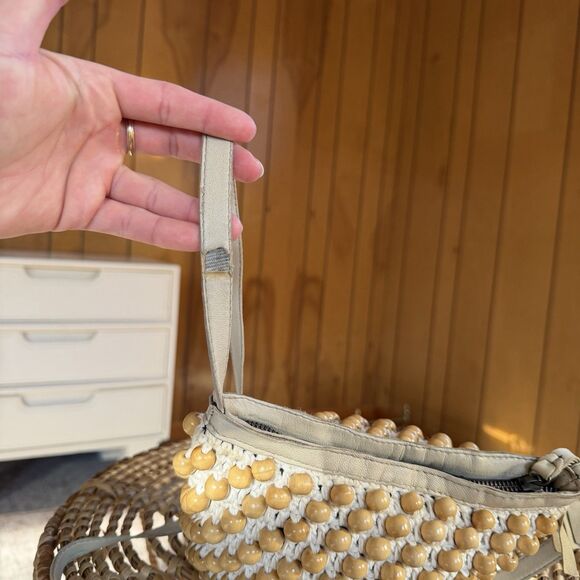 Cleobella Paradise Beaded Crossbody Raffia Bucket Bag Anthropologie Beige Cream - Picture 12 of 13
